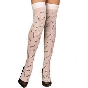 White Stitches Printed Thigh Hi